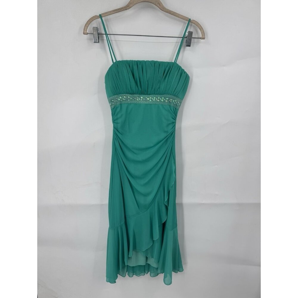 VTG City Triangles Y2K Retro Mermaid Whimsical Mini Dress Women S Blue Sequins
